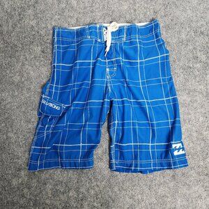 Billabong Board Shorts‎ Mens 32 Waist Blue Plaid Surf Swim Trunks